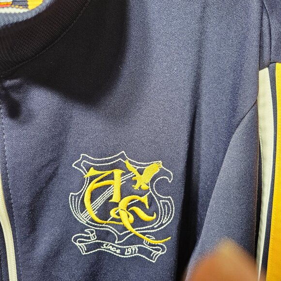 American Eagle Outfitters Navy Track Jacket With Striped Collar & Zip Pockets L - Picture 4 of 6